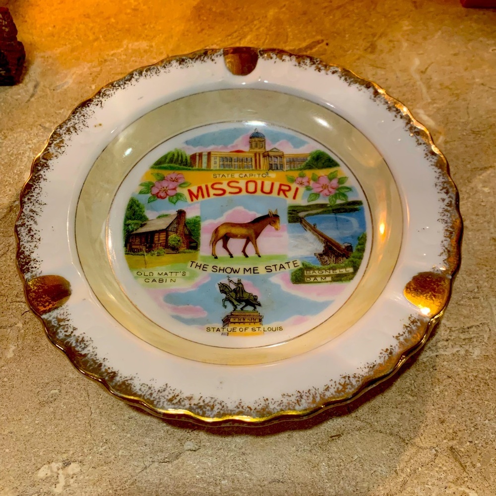 🔥 STATE OF MISSOURI, Ceramic Ashtray, Vintage , Circa 1960's